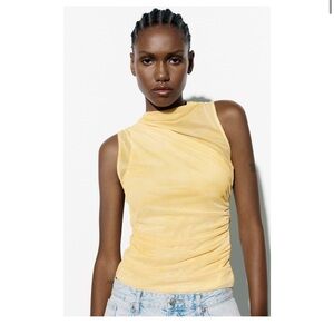 Zara DRAPED TULLE TIE DYE TOP